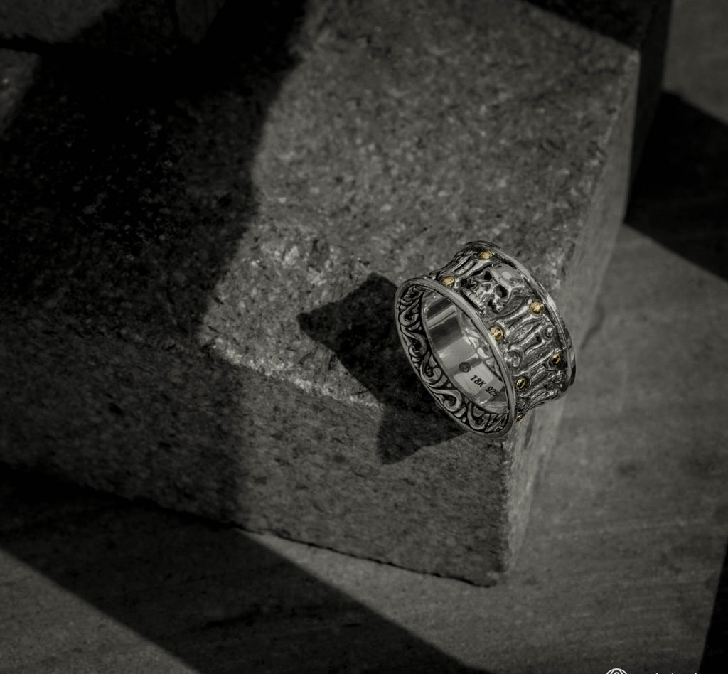 18K Gold & Sterling Silver Skull Ring 2 - Trunyan Collection