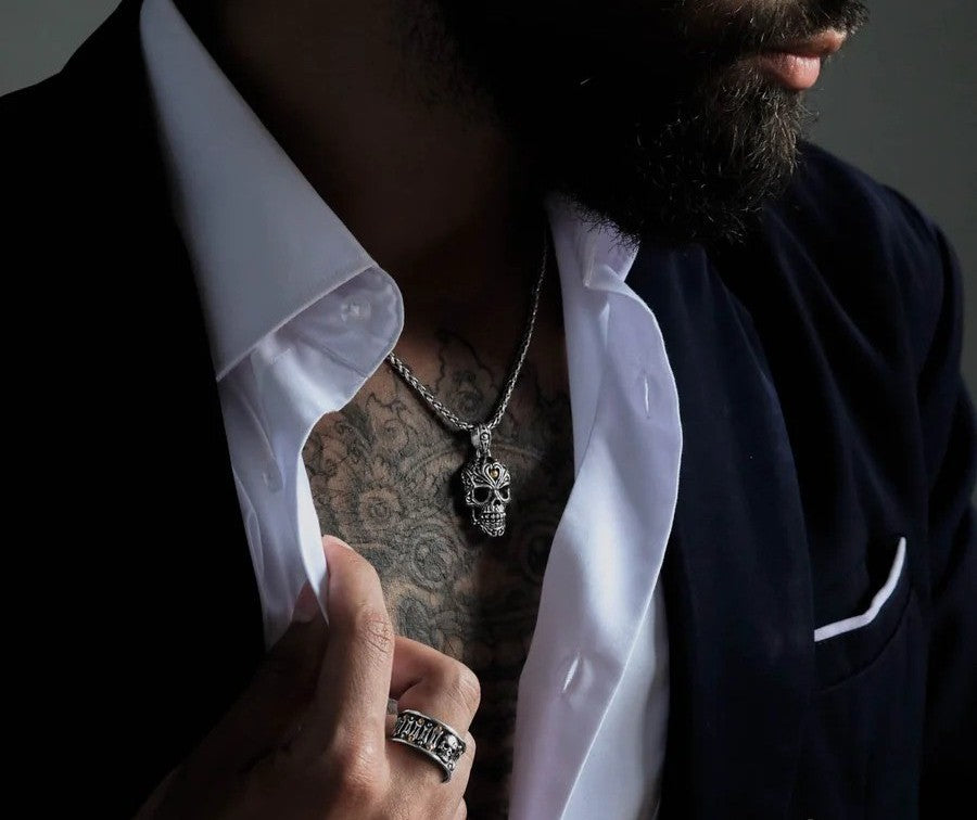 18K Gold & Sterling Silver Skull Ring 2 - Trunyan Collection